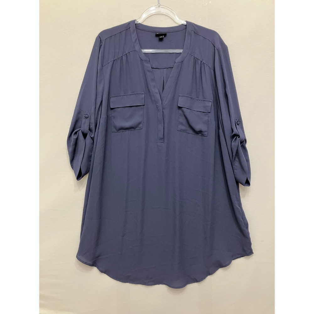 Torrid Harper Georgette Pullover Blouse size 2X Roll Tab Office Preppy Career